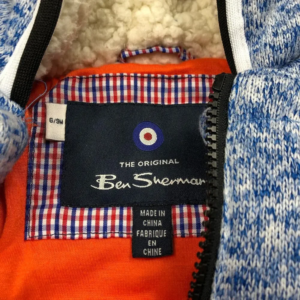 BEN SHERMAN Blue White Fleece Lined Puffer Snow Suit Size‎ 6-9 Month